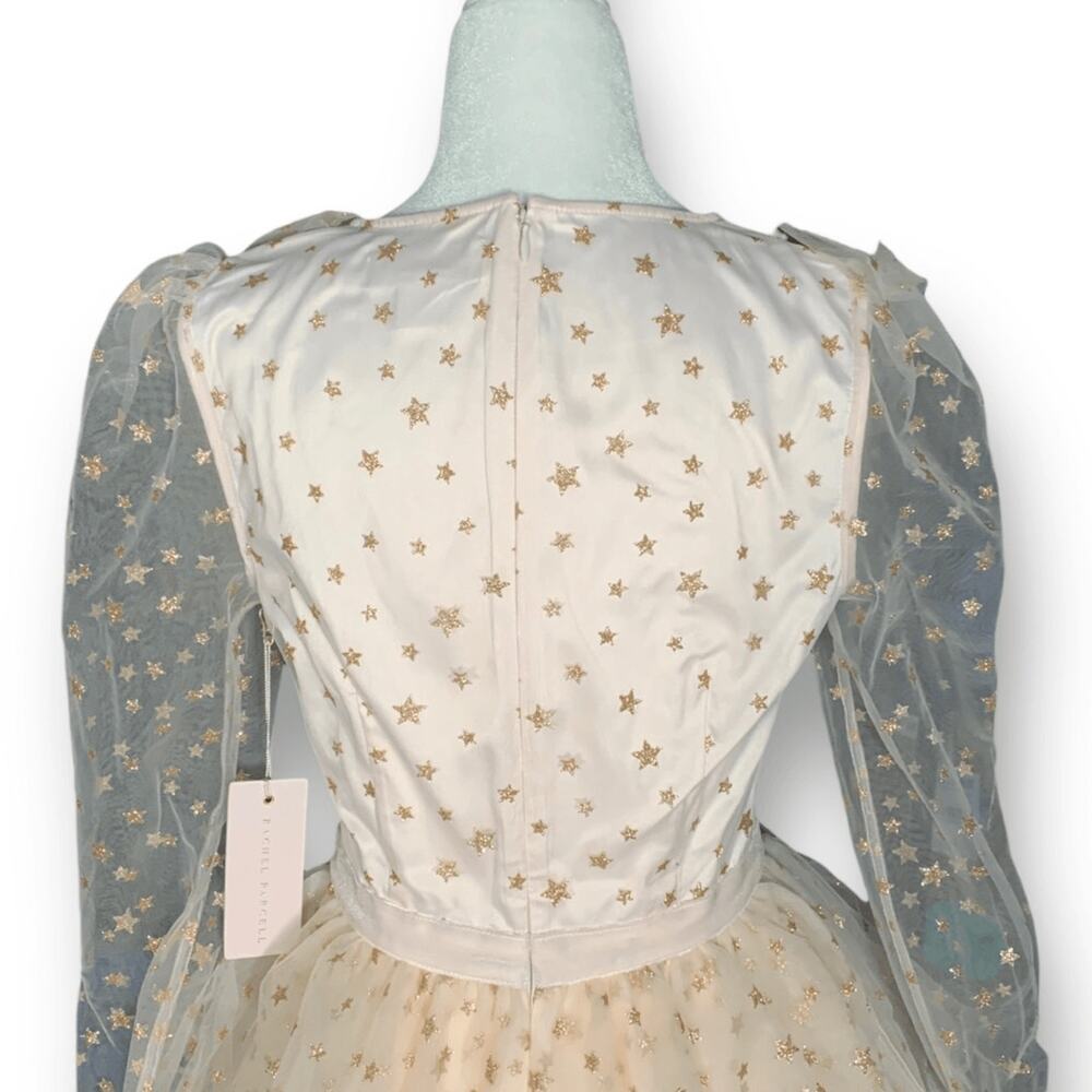 Rachel Parcell Pastel Pink Gold Metallic Glitter Star Tulle Dress Tiered Skirt - Picture 5 of 11
